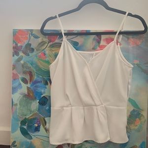 Peplum White Tank